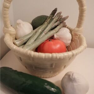 Handpainted basket of vegetables farmhouse market kitschy kitchen Italian